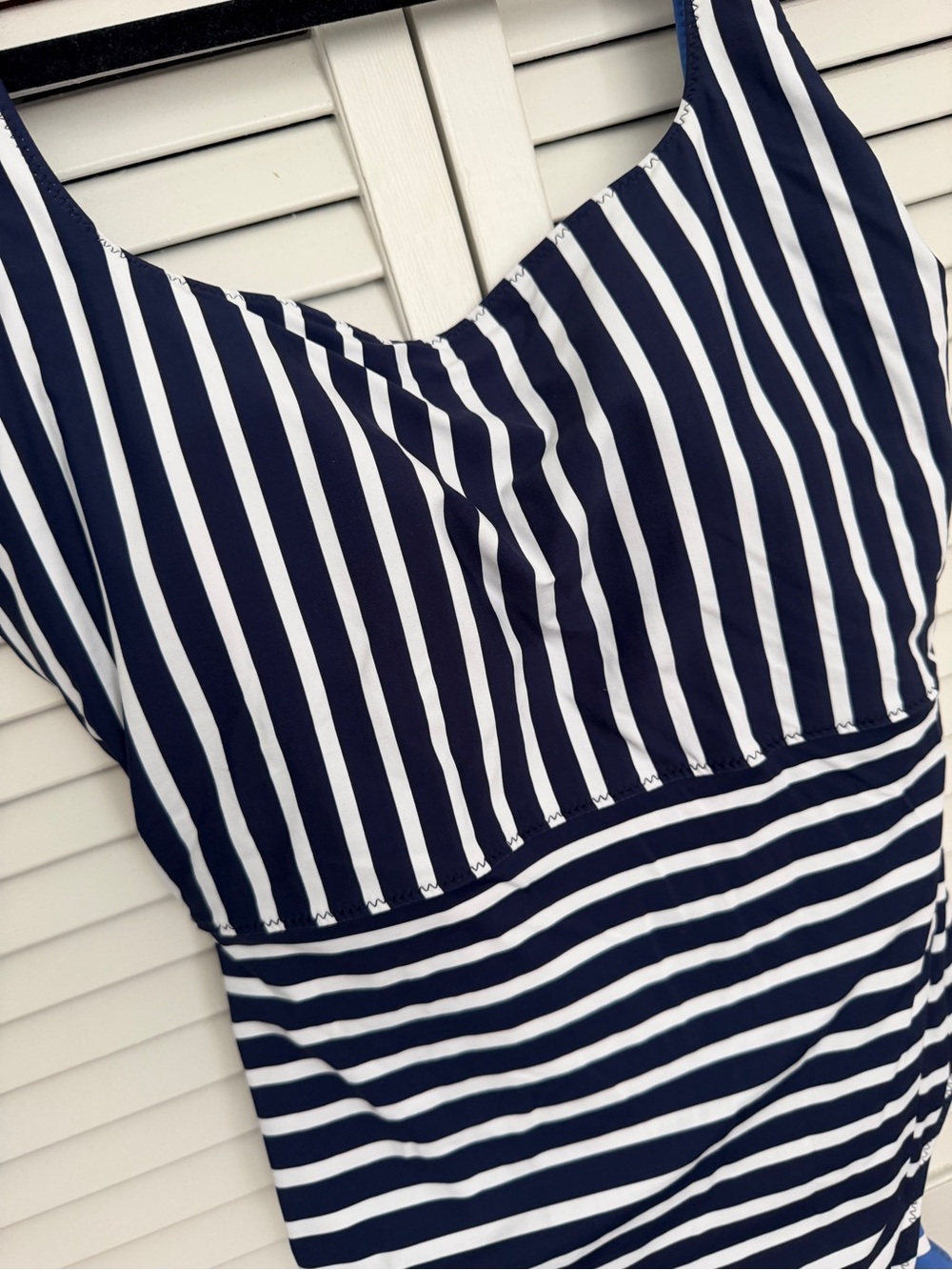 NWT Tommy Bahama Navy and White Striped Reversible One-Piece Swimsuit Size 12 - Picture 3 of 6